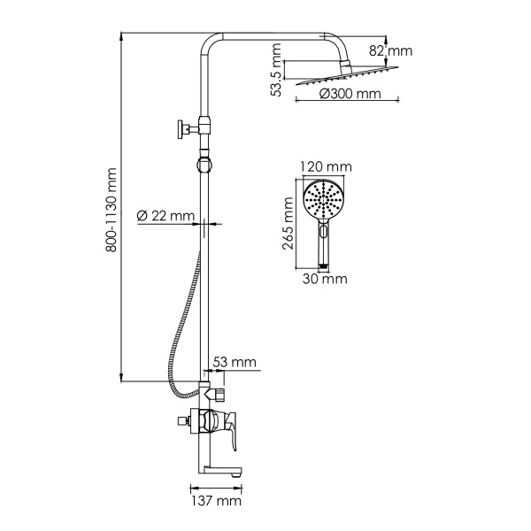 Душевая система WasserKraft A166.116.127.010.CH