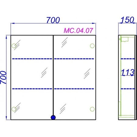 Зеркальный шкаф Aqwella МС 70 MC.04.07