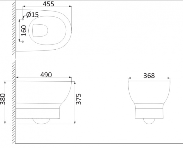 Унитаз-чаша подвесной Creo Brest BR1100R+BR1001