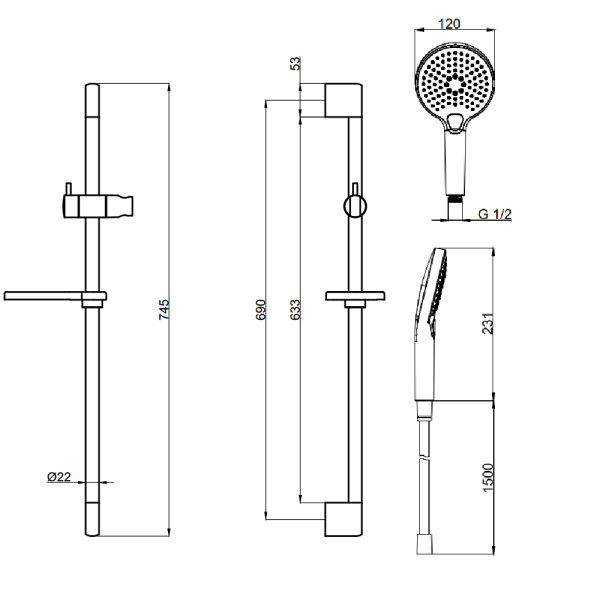 Душевой гарнитур AQUAme AQM8101BG