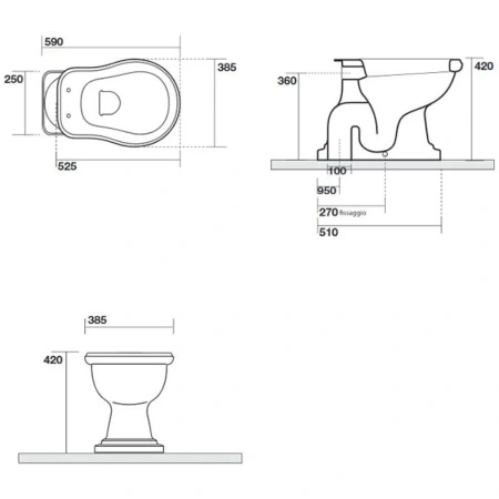 Чаша напольного унитаза Kerasan Retro 101001 без бачка и сиденья