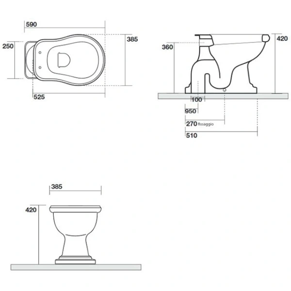 Чаша напольного унитаза Kerasan Retro 101001 без бачка и сиденья