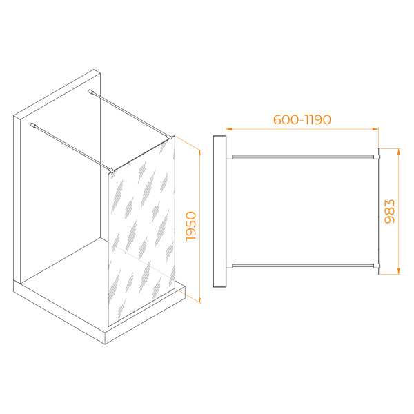 Душевая перегородка 100 см RGW WA-016 Walk In 35101610-11 прозрачное