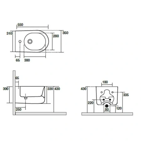 Биде подвесное Kerasan Nolita 532531*1 черный матовый