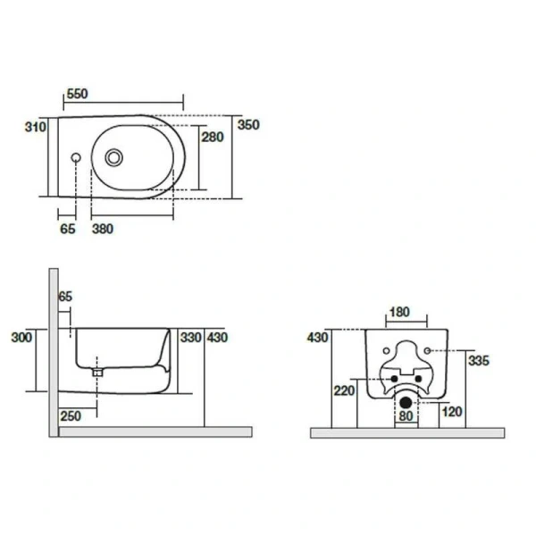 Биде подвесное Kerasan Nolita 532531*1 черный матовый