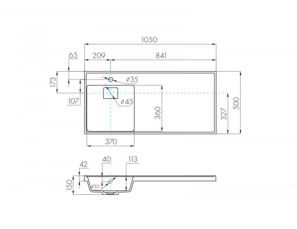 Раковина Aquaton Лондри 1050 графит левая 1A72833KLH21L
