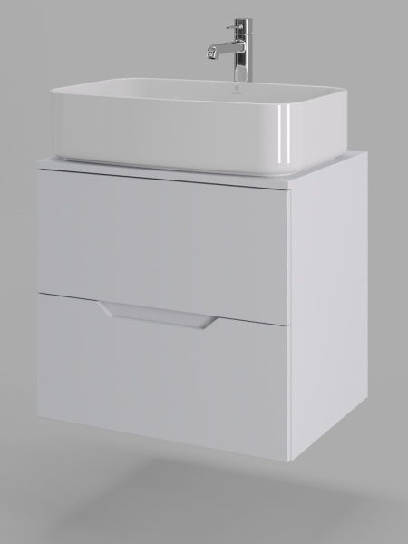 Тумба с раковиной подвесная 60 см Orange Line Li-60TuwMDF+B07-600W белый