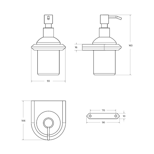 Дозатор для жидкого мыла CEZARES LINER-SOIS-V-GM