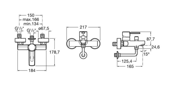 Смеситель для ванны с автоматическим переключателем Roca Targa A5A1760C00