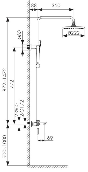 Душевая система с термостатом KAISER Cezar (05182-2)