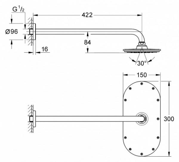Верхний душ Grohe Rainshower Veris 26170 000 (26170000) Верхний душ Grohe Rainshower Veris 26170 000 (26170000)