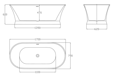 Акриловая ванна (170x79) BelBagno BB402-1700-790