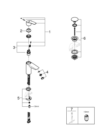 Смеситель для раковины с донным клапаном Grohe Eurosmart 23988 003 (23988003) хром
