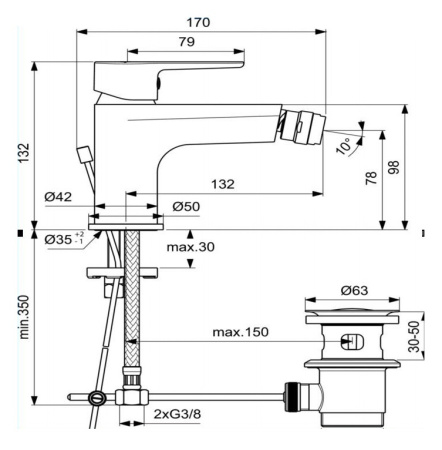 Смеситель для биде Ideal Standard Sesia BC206AA