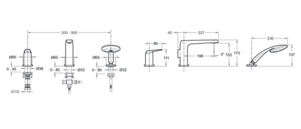 Смеситель на борт ванны Jacob Delafon Avid E97360-CP