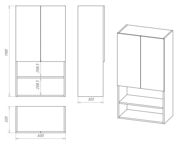 Шкаф над стиральной машиной Misty Поло 60   О-Пол08060-012