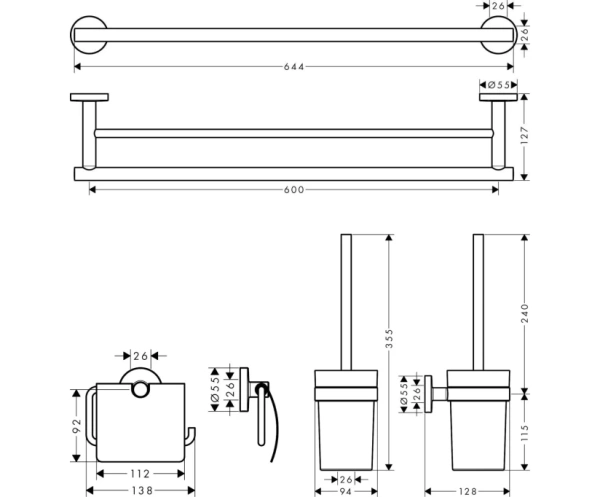 Набор аксессуаров для туалета Hansgrohe Logis Set Universal 41727000 хром