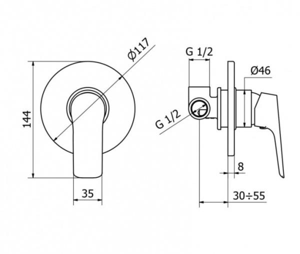 Смеситель для душа Cezares Bitone BITONE-DIM-01
