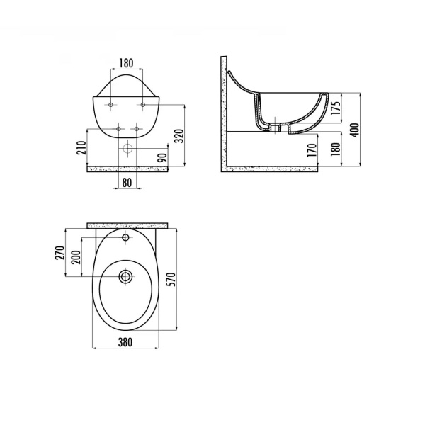 Подвесное биде Creavit Foglia FG510-00CB00E-0000
