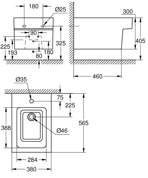 Биде подвесное GROHE Cube Ceramic 39486 00H (3948600H) Биде подвесное GROHE Cube Ceramic 39486 00H (3948600H)