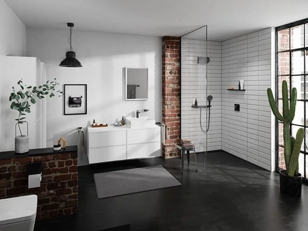 Подключение для душевого шланга с держателем Hansgrohe Rainfinity Porter 500 26843340 шлифованный черный хром