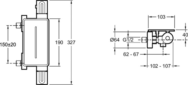 Смеситель термостатический для душа Jacob Delafon Metro E21767-BL