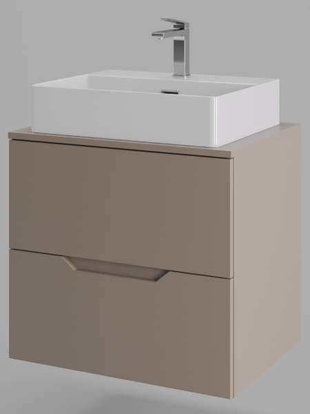 Тумба с раковиной подвесная 60 см, Orange Line Li-60TuLMDF+B04-500W латте/белый