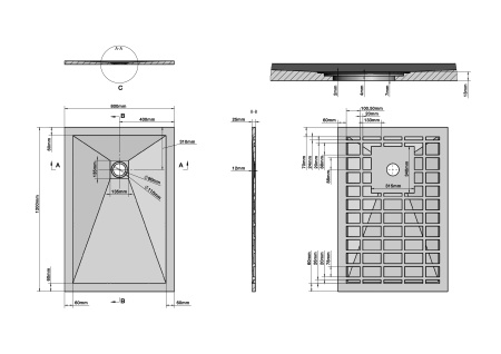 Душевой поддон из искусственного камня (120х80) Grossman Strong GR-S280120Q