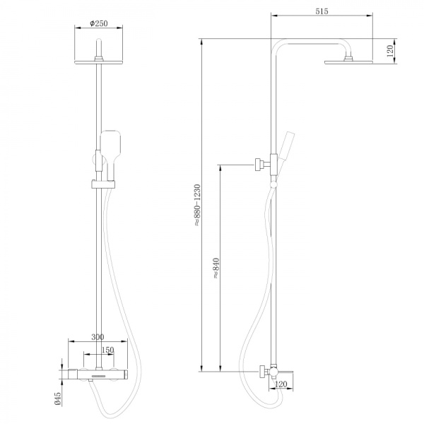 Душевая стойка ABBER Emotion AF8816G с изливом, золото матовое Душевая стойка ABBER Emotion AF8816G с изливом, золото матовое