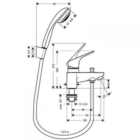 Смеситель для ванны Hansgrohe Focus 31521000