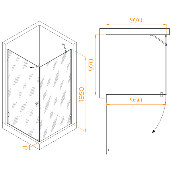 Душевой уголок (100х100) RGW Hotel HO-034 35063400-11