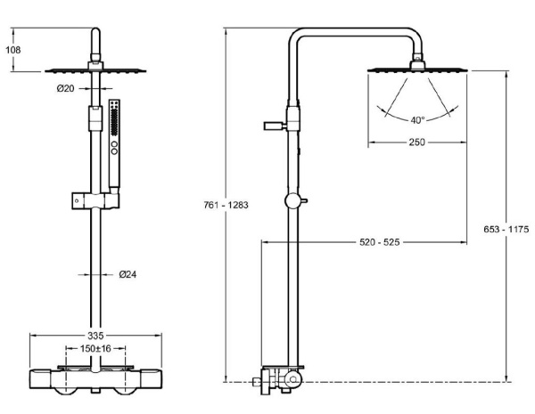Душевая система Jacob Delafon Metro EE26595-CP Душевая система Jacob Delafon Metro EE26595-CP