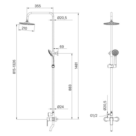 Смеситель с верхним душем Milardo Helic (HELSB1FM06)