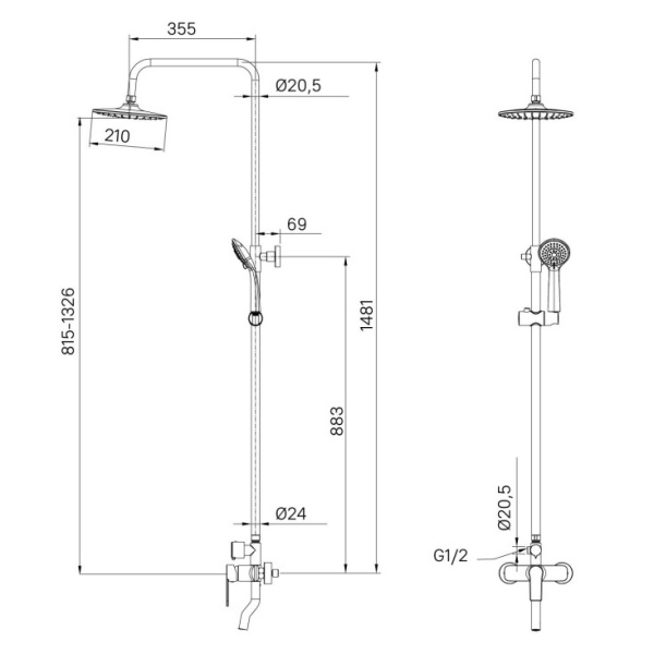Смеситель с верхним душем Milardo Helic (HELSB1FM06)