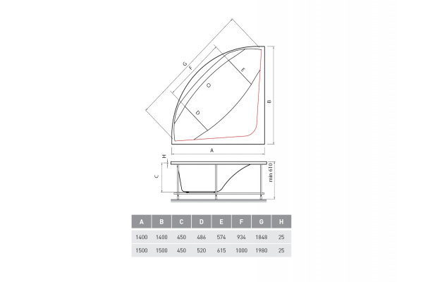 Акриловая ванна (150х150) Vayer Boomerang Гл000010631 Акриловая ванна (150х150) Vayer Boomerang Гл000010631