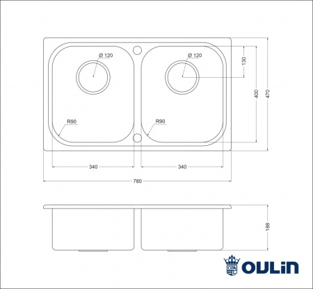 Кухонная мойка (78х47) Oulin OL-S8905