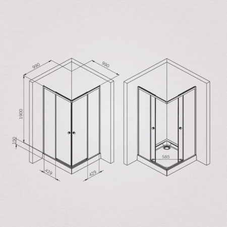 Душевой уголок (100х100) Am.Pm X-Joy W94G-403-100100-MT1K хром матовый
