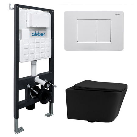 Комплект подвесной унитаз ABBER Rechteck AC1201MB-AC0105-AC0120MW