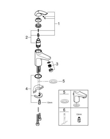 Смеситель для раковины Grohe BauCurve 23165 000 (23165000) хром