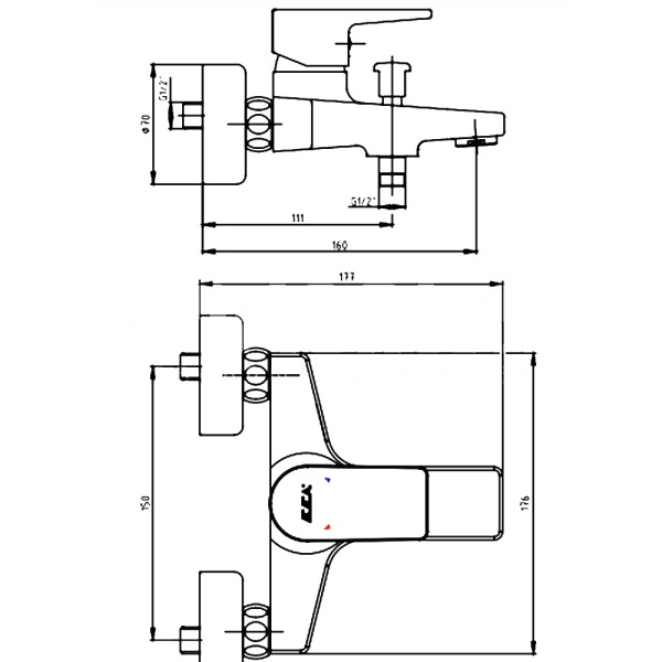 Смеситель для ванны E.C.A. Dalia 102102488EX