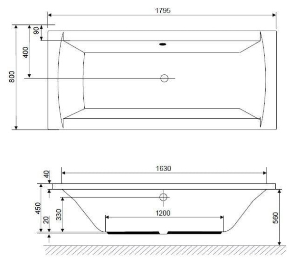 Акриловая ванна AM.PM Admire W1AW-180-080WS