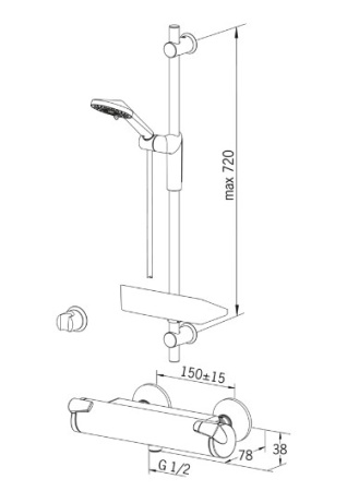 Cмеситель для душа с душевым комплектомOras Optima 7169U