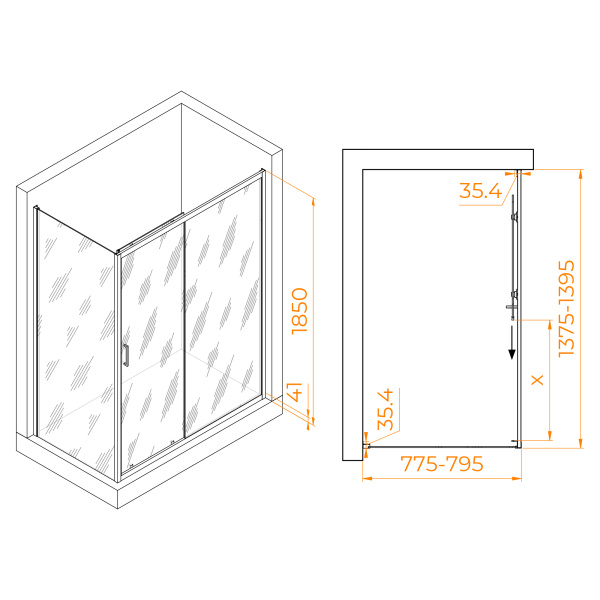 Душевой уголок (140х80) RGW Passage PA-145 020814584-11 прозрачное 
