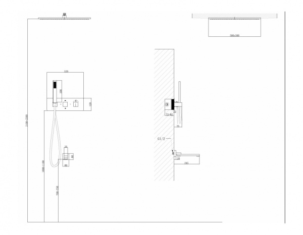 Душевой комплект ABBER Daheim AF8254G скрытого монтажа с изливом, термостат, золото матовое