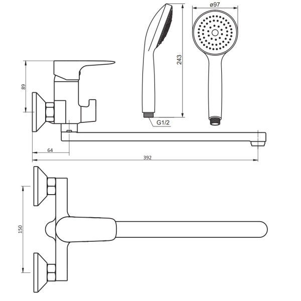 Смеситель для ванны Damixa RedBlu Origin Evo 789500000