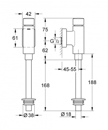 Смывное устройство для писсуара GROHE Rondo 37345000