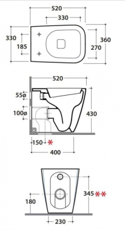 Унитаз Globo Stone ST002.BI