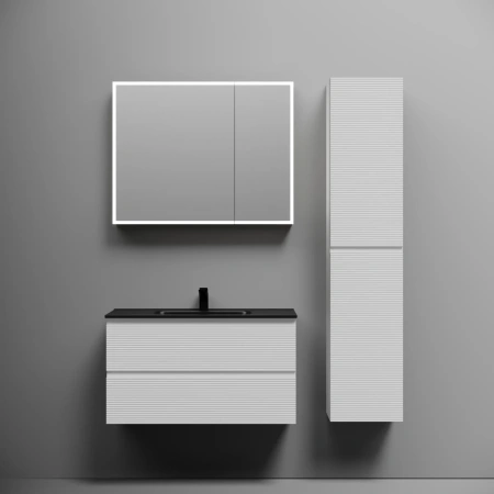 Тумба без раковины подвесная 90 см Sancos Folk FL90W белый матовый 