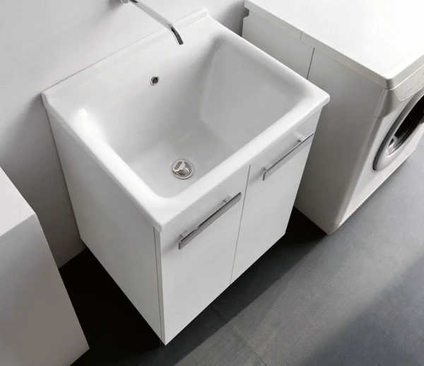 Комплект для постирочной с сифоном Kerasan Aquadom 9166K3N*0 белый матовый, без отверстия под смеситель 