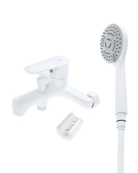 Смеситель для ванны однорычажный с душевым набором Orange Loop M26-100w белый